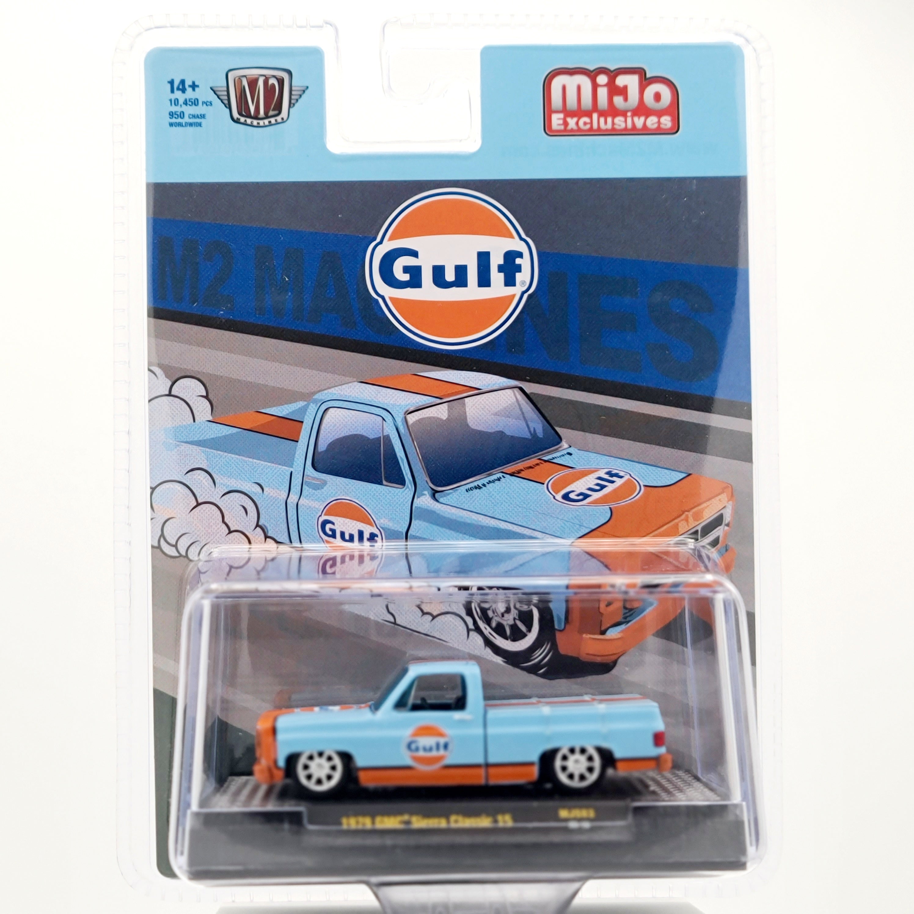 M2 Machines '79 GMC Sierra Classic Pickup - 1:64, Gulf Oil (2025 MiJo Exclusives - Limited Edition)